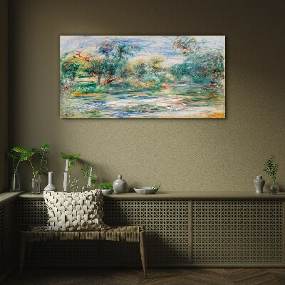 Summer landscapes in pastel colors Glass Wall Art