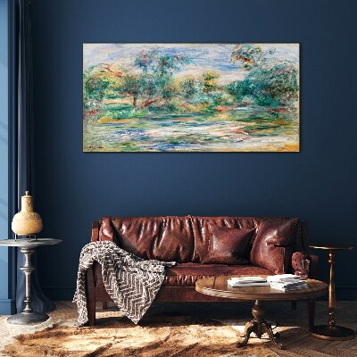 Summer landscapes in pastel colors Glass Wall Art