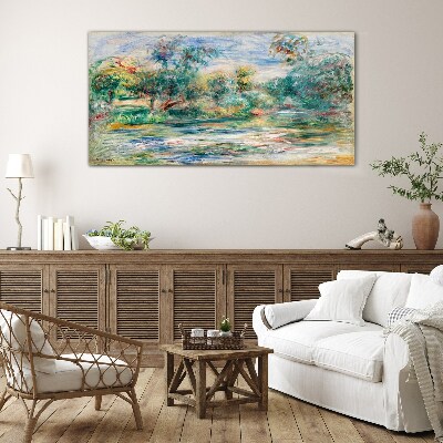 Summer landscapes in pastel colors Glass Wall Art