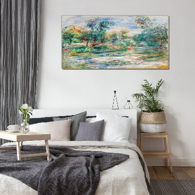 Summer landscapes in pastel colors Glass Wall Art