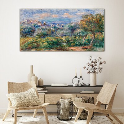 Landscape with olives Glass Wall Art