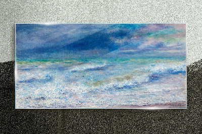 Calm sea in blue Glass Wall Art