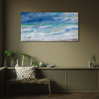 Calm sea in blue Glass Wall Art