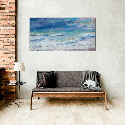 Calm sea in blue Glass Wall Art