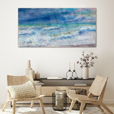 Calm sea in blue Glass Wall Art
