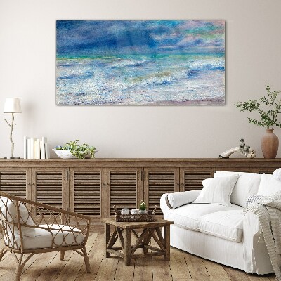 Calm sea in blue Glass Wall Art