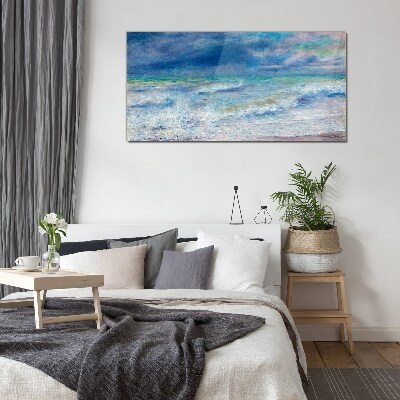 Calm sea in blue Glass Wall Art