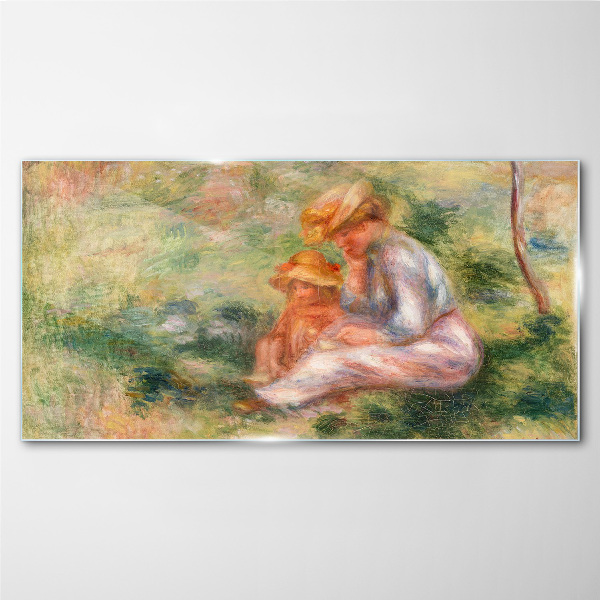 Mother and daughter in the summer sun Glass Wall Art