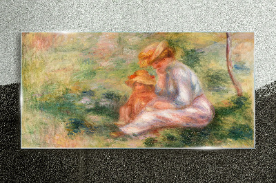 Mother and daughter in the summer sun Glass Wall Art