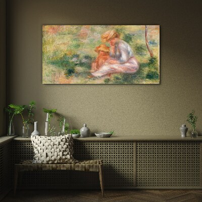 Mother and daughter in the summer sun Glass Wall Art