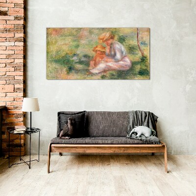 Mother and daughter in the summer sun Glass Wall Art