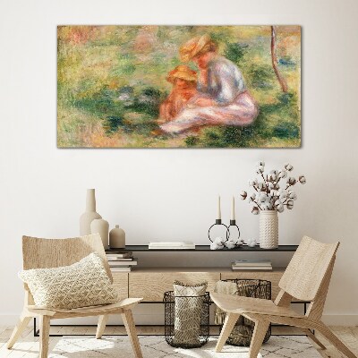 Mother and daughter in the summer sun Glass Wall Art