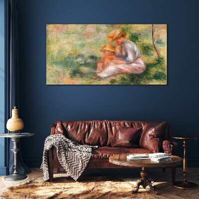 Mother and daughter in the summer sun Glass Wall Art