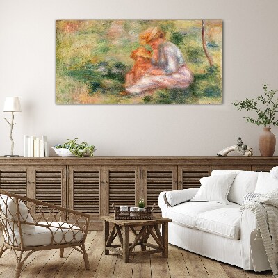 Mother and daughter in the summer sun Glass Wall Art