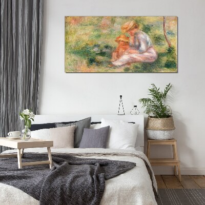 Mother and daughter in the summer sun Glass Wall Art