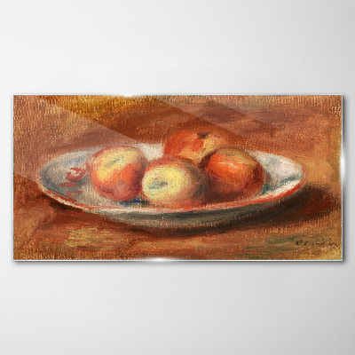 Apples on a plate Glass Wall Art