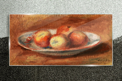 Apples on a plate Glass Wall Art