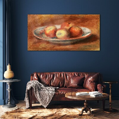 Apples on a plate Glass Wall Art
