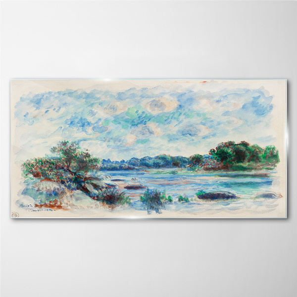 A peaceful landscape by the river Glass Wall Art