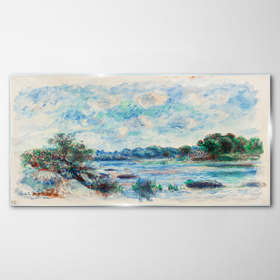 A peaceful landscape by the river Glass Wall Art