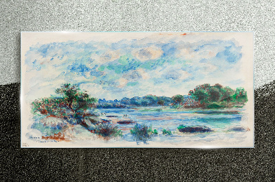 A peaceful landscape by the river Glass Wall Art