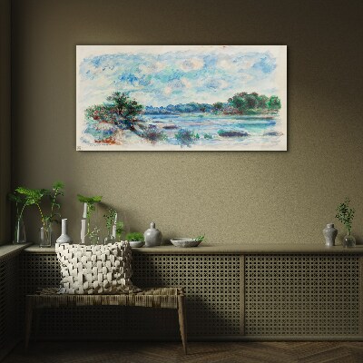 A peaceful landscape by the river Glass Wall Art