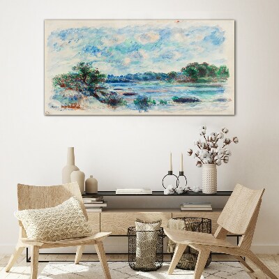 A peaceful landscape by the river Glass Wall Art