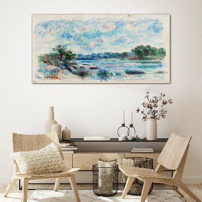 River forest sky Glass Wall Art