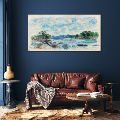 A peaceful landscape by the river Glass Wall Art