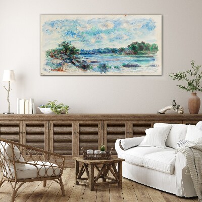 A peaceful landscape by the river Glass Wall Art