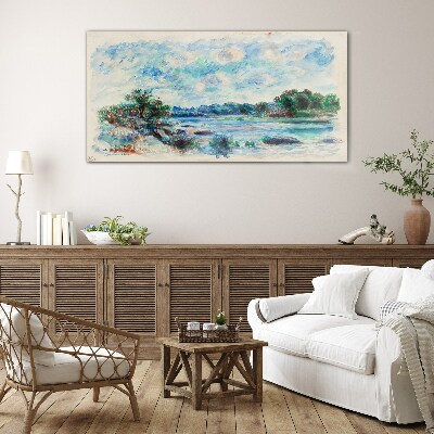 River forest sky Glass Wall Art