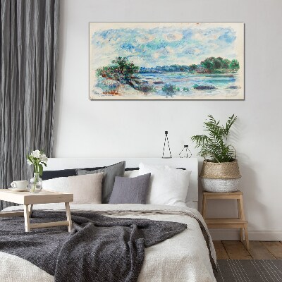 A peaceful landscape by the river Glass Wall Art