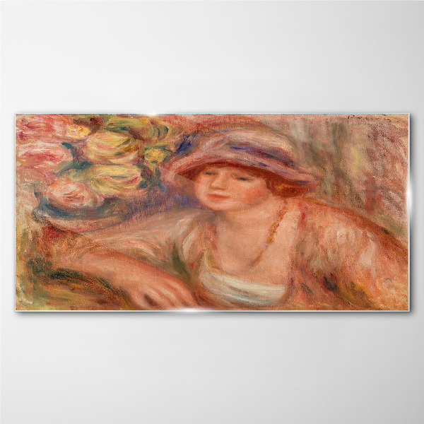 Woman with a hat Glass Wall Art
