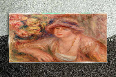 Woman with a hat Glass Wall Art