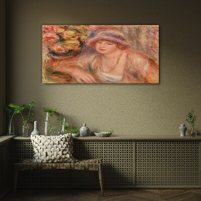 Woman with a hat Glass Wall Art
