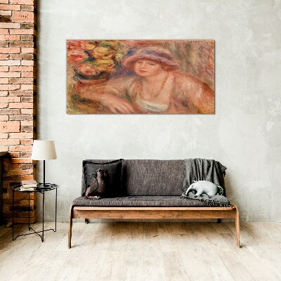 Woman with a hat Glass Wall Art