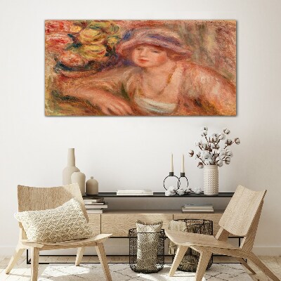 Woman with a hat Glass Wall Art