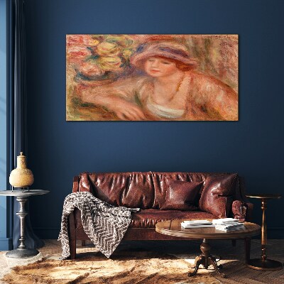 Woman with a hat Glass Wall Art