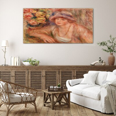 Woman with a hat Glass Wall Art