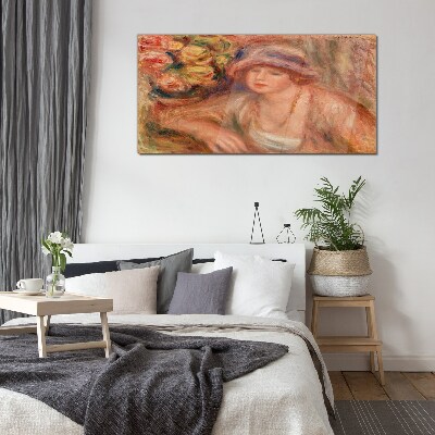 Woman with a hat Glass Wall Art