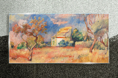 Summer landscapes in pastel colors Glass Wall Art