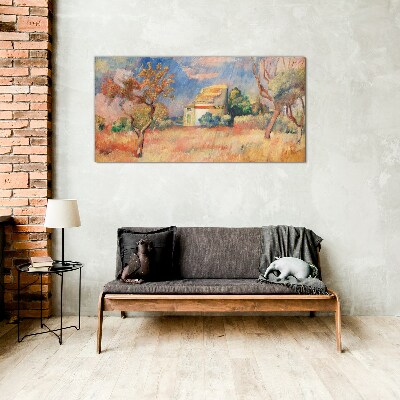 Summer landscapes in pastel colors Glass Wall Art
