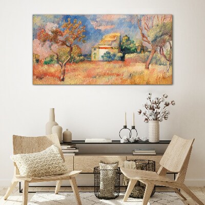Summer landscapes in pastel colors Glass Wall Art