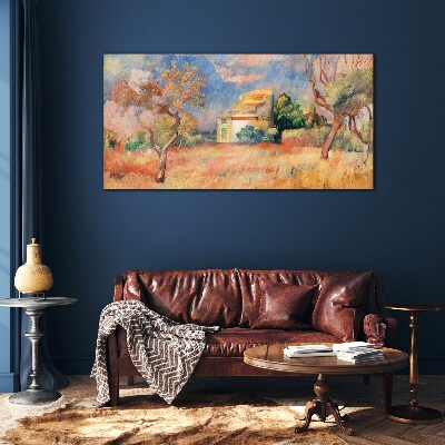 Summer landscapes in pastel colors Glass Wall Art
