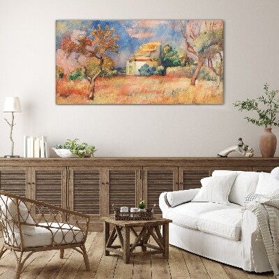Summer landscapes in pastel colors Glass Wall Art