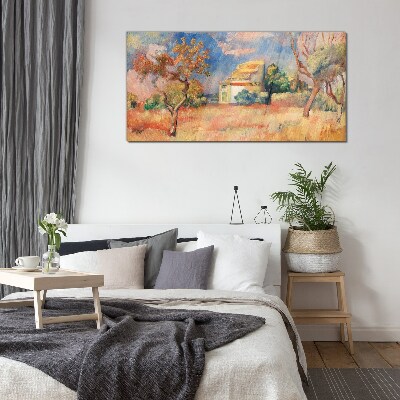 Summer landscapes in pastel colors Glass Wall Art