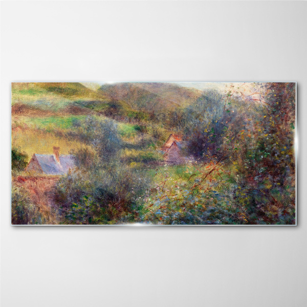 Country scenery in pastel colors Glass Wall Art