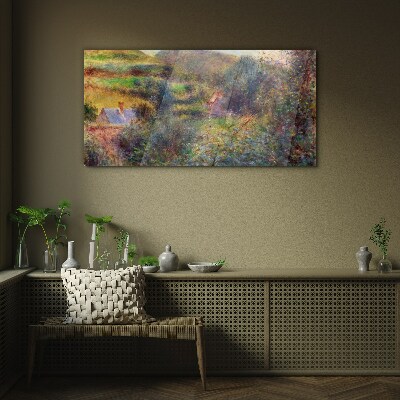 Country scenery in pastel colors Glass Wall Art