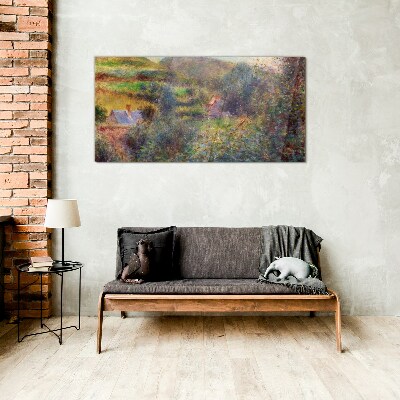Country scenery in pastel colors Glass Wall Art