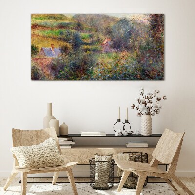Country scenery in pastel colors Glass Wall Art
